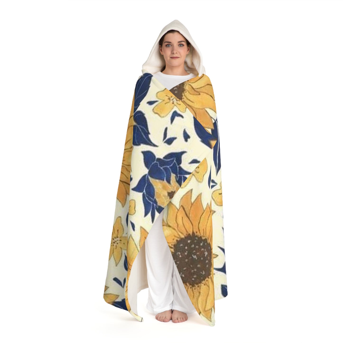 Sunflower Land Hooded Sherpa Fleece Blanket