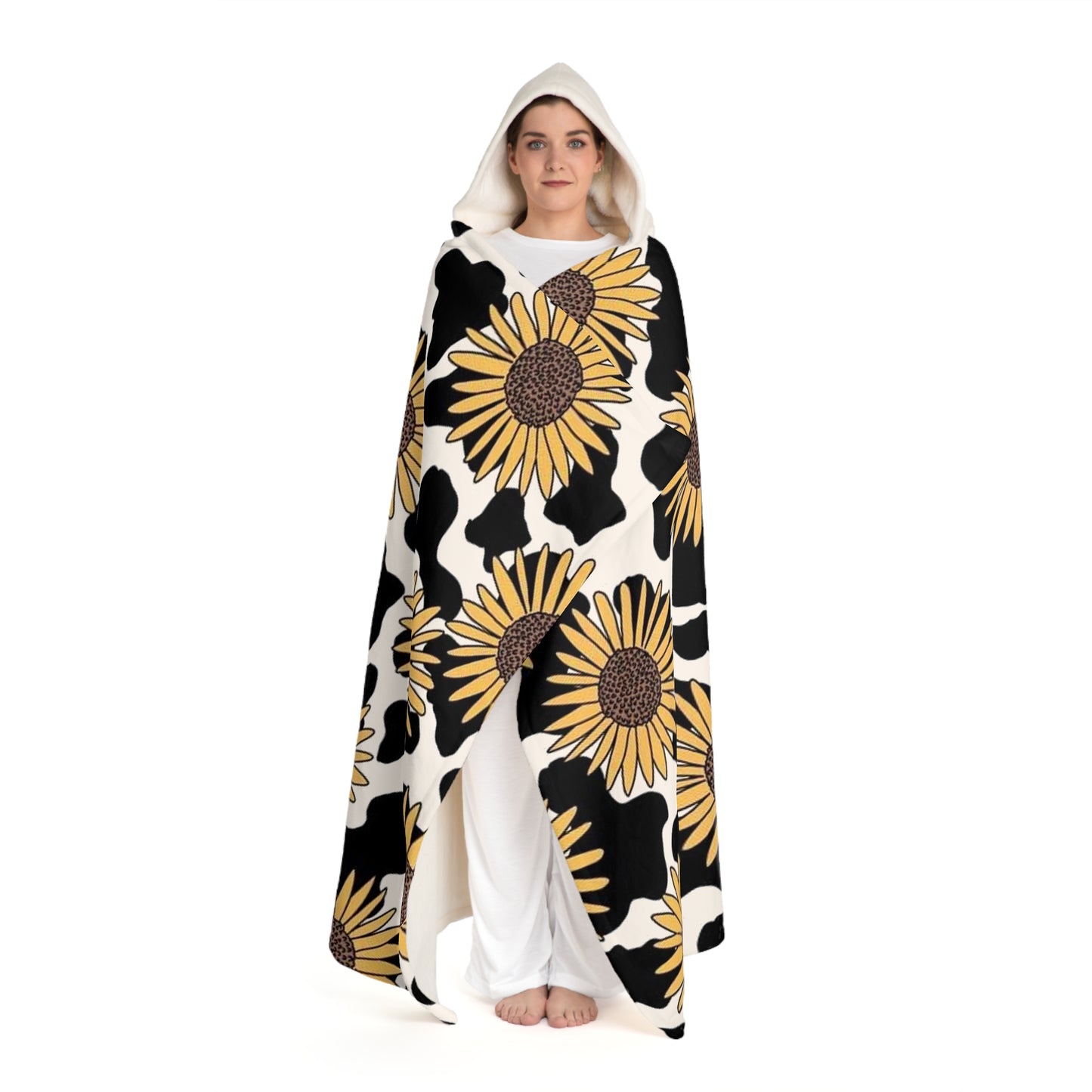 Sunny Cow Hooded Sherpa Fleece Blanket