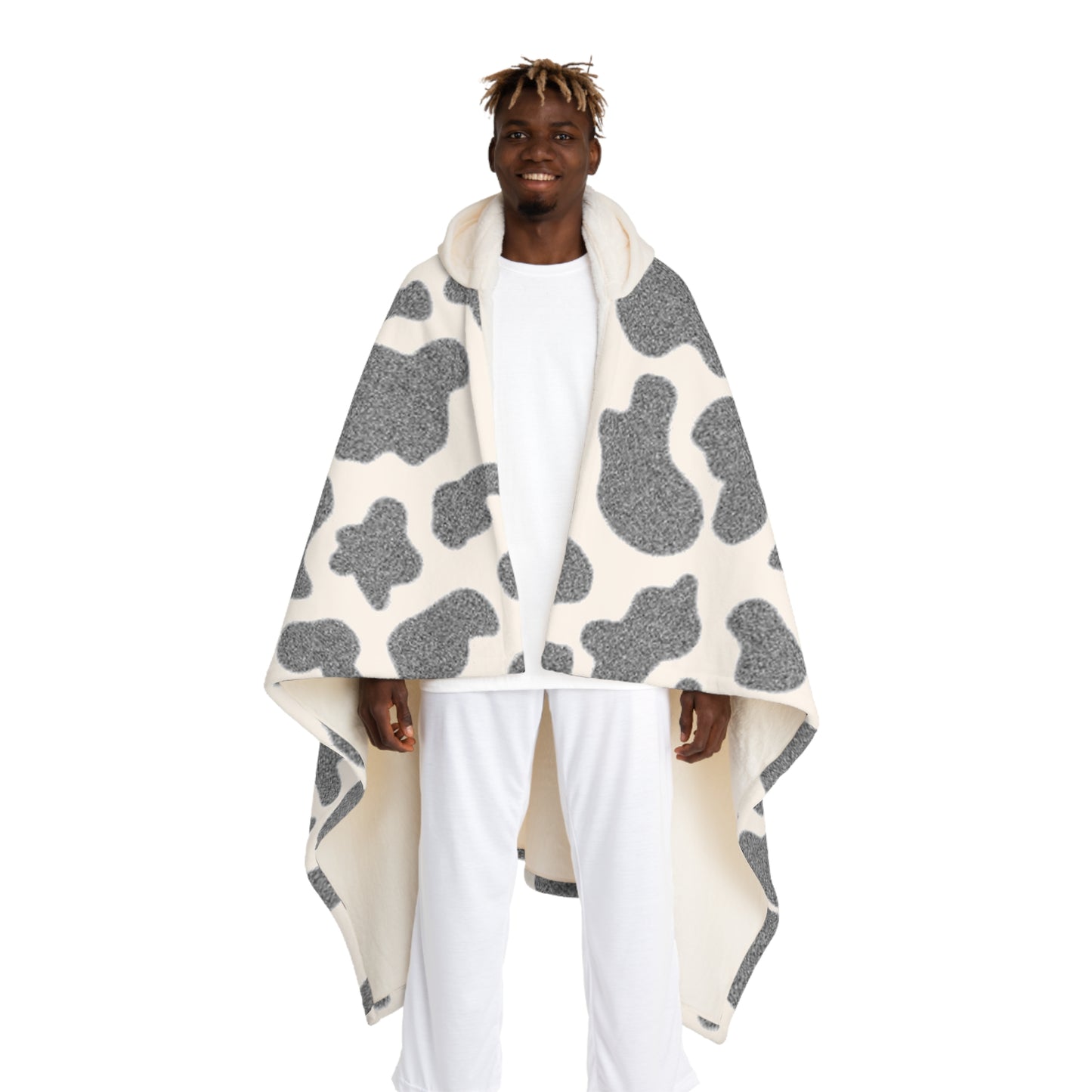 Moo Cow Hooded Sherpa Fleece Blanket