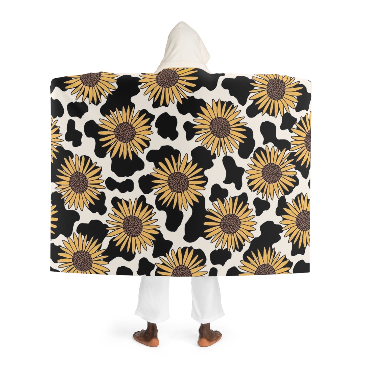 Sunny Cow Hooded Sherpa Fleece Blanket