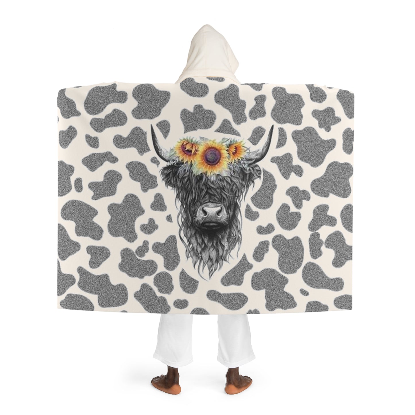 Moo Cow Hooded Sherpa Fleece Blanket