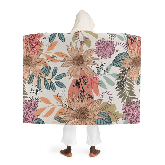 Flowerland Hooded Sherpa Fleece Blanket