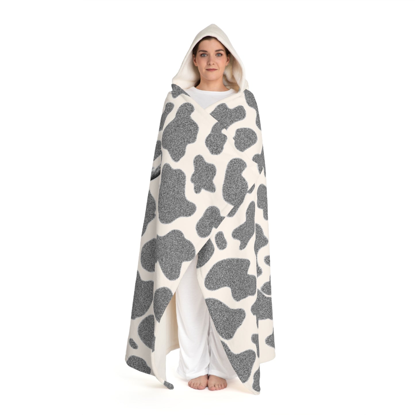 Moo Cow Hooded Sherpa Fleece Blanket