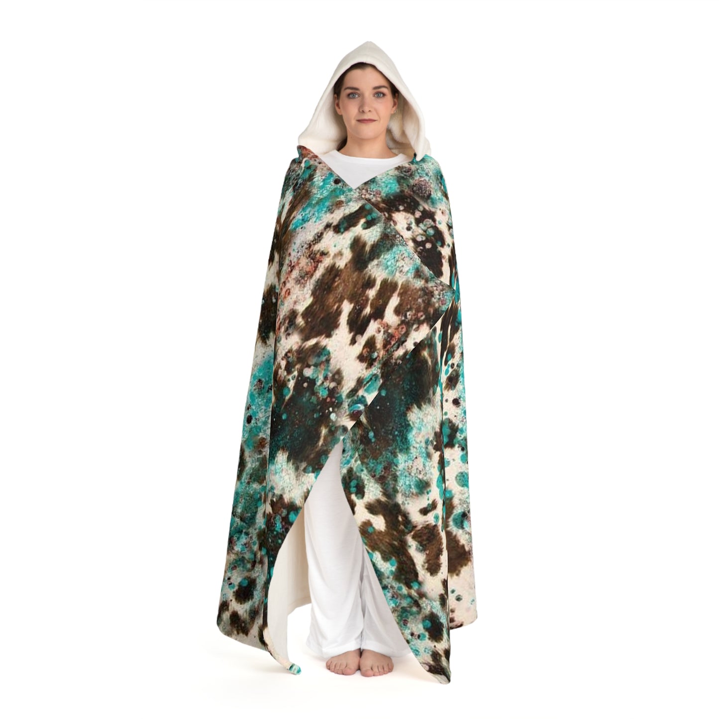 Beautifully Blue Hooded Sherpa Fleece Blanket